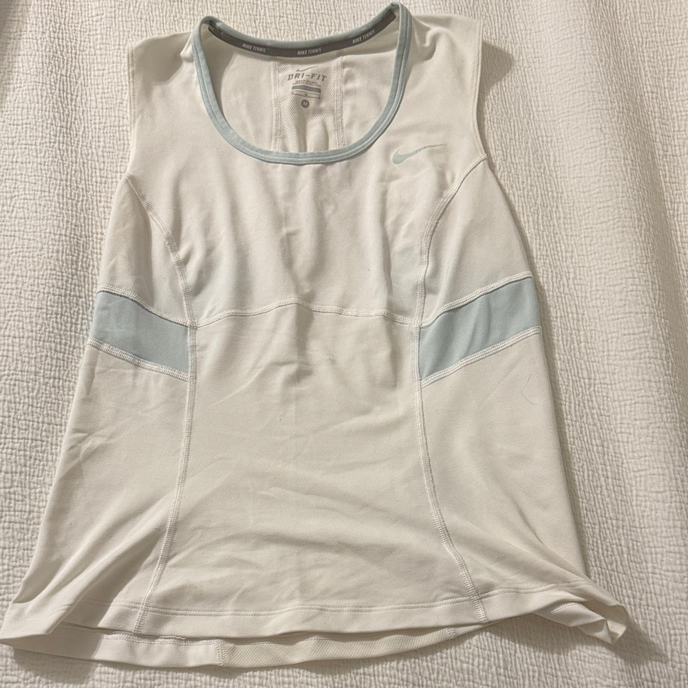 Nike Dry fit Women's White and Blue Athletic Tennis Tank Top